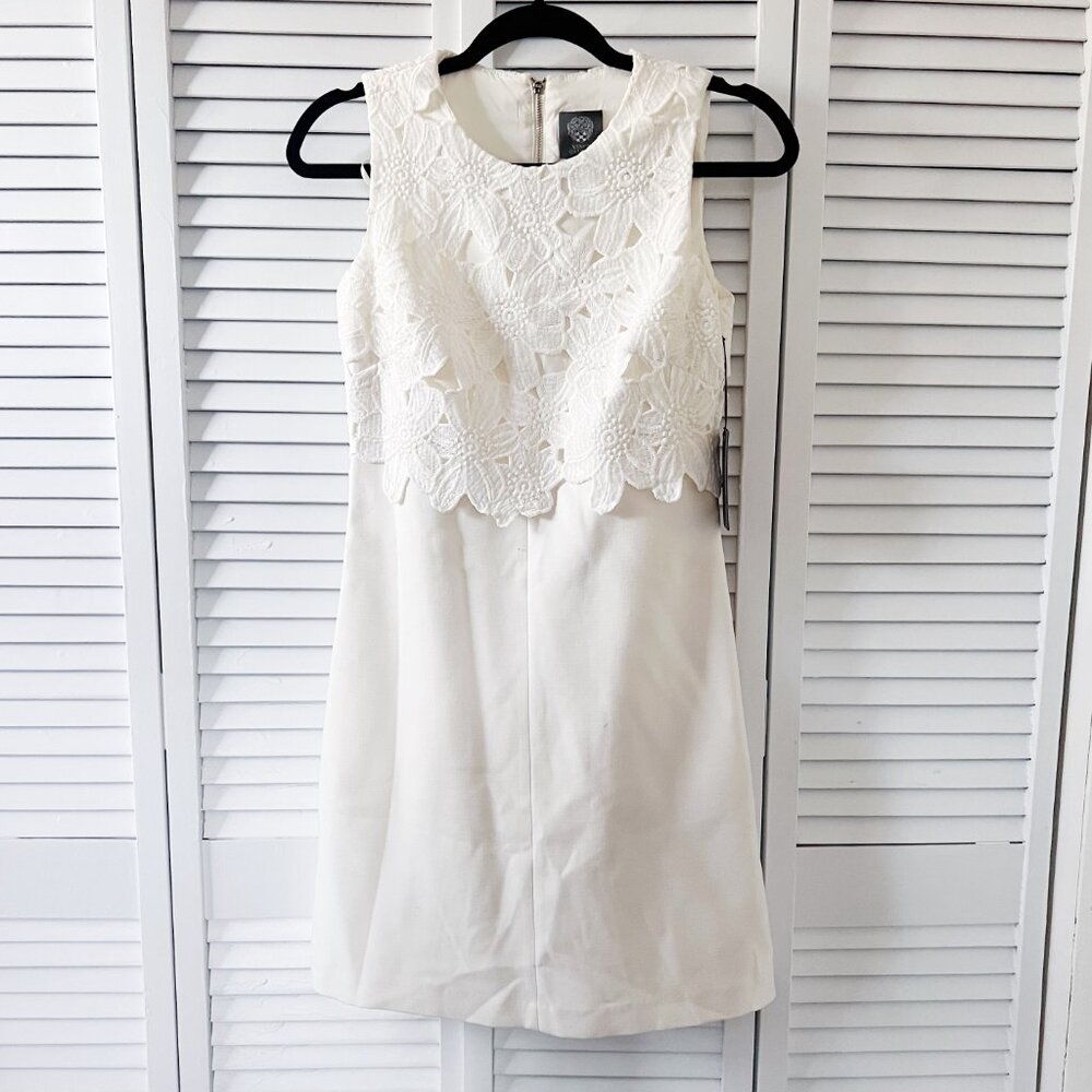 Vince Camuto White Floral Popover Dress